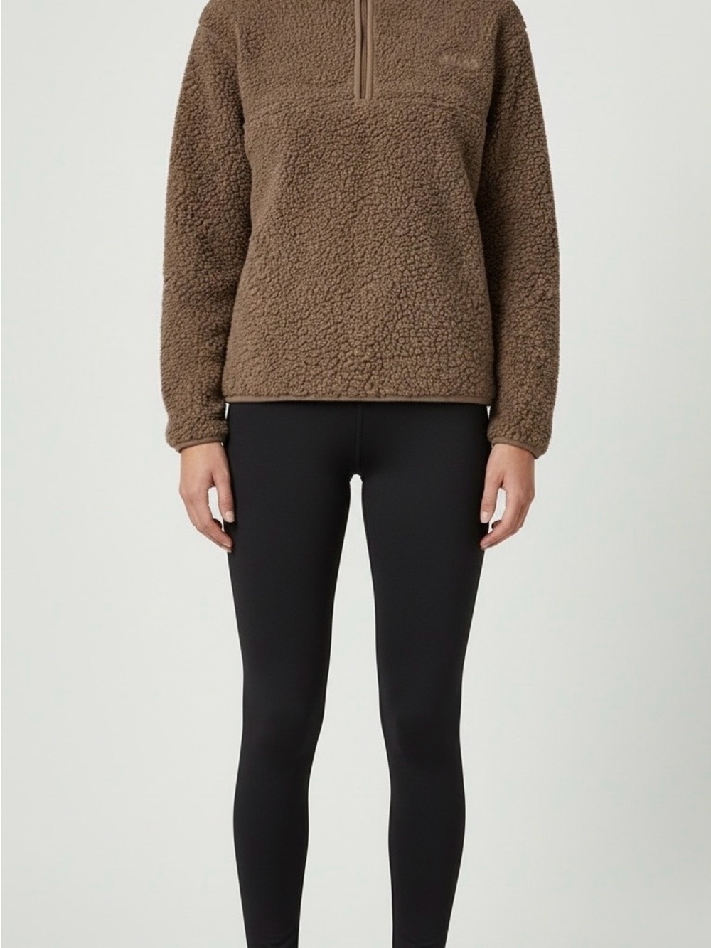 SKIMS Brown Teddy Sherpa Half-Zip Jacket